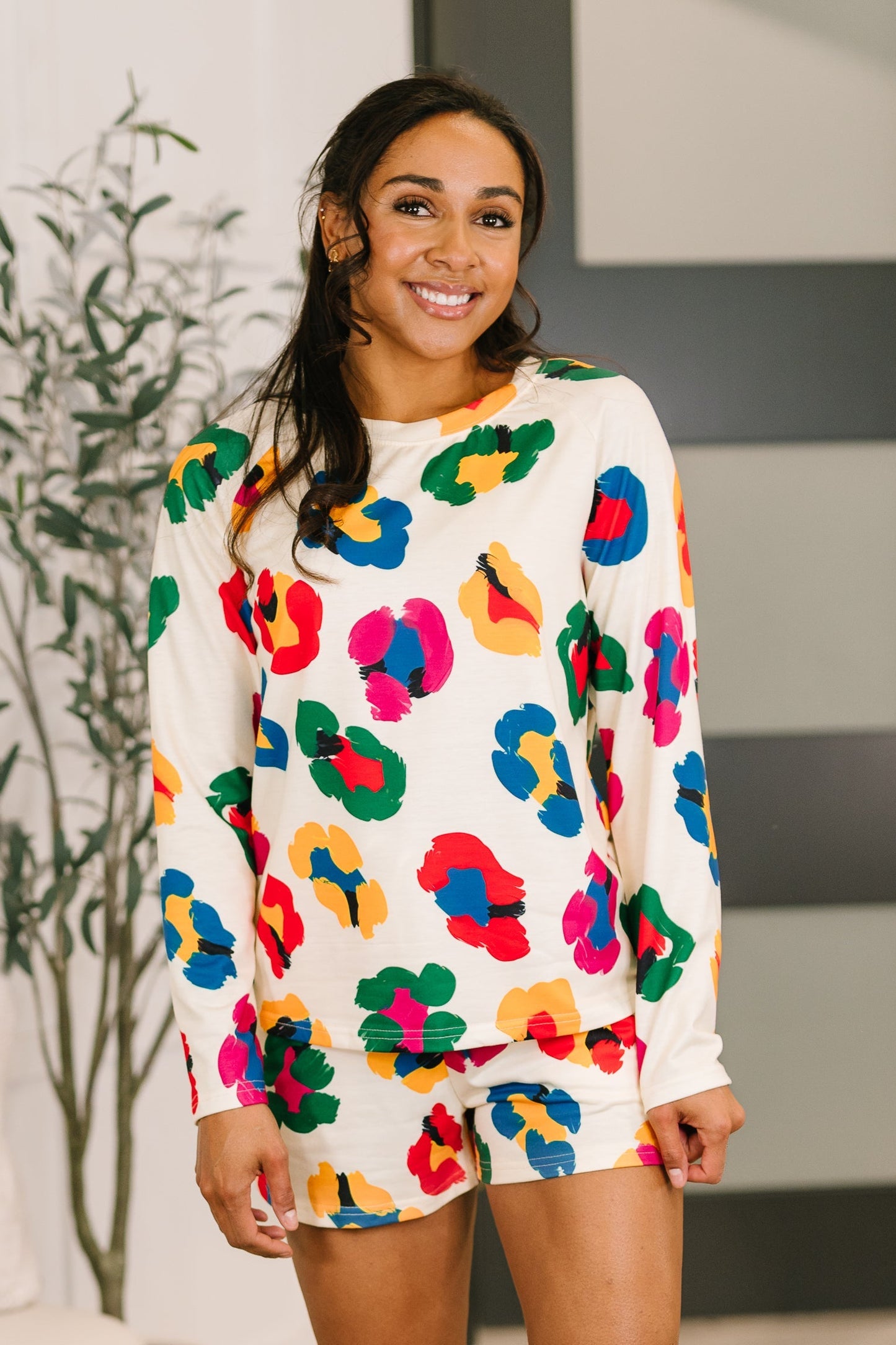 FOREVER YOUNG ABSTRACT CHEETAH TOP & SHORTS SRT