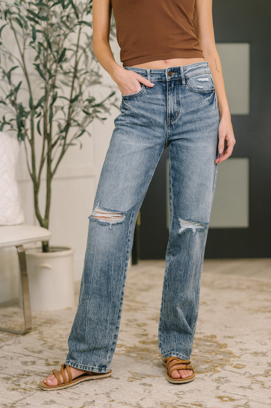 JUDY BLUE HIGH RISE RIGID MAGIC SLIM STRAIGHT JEANS