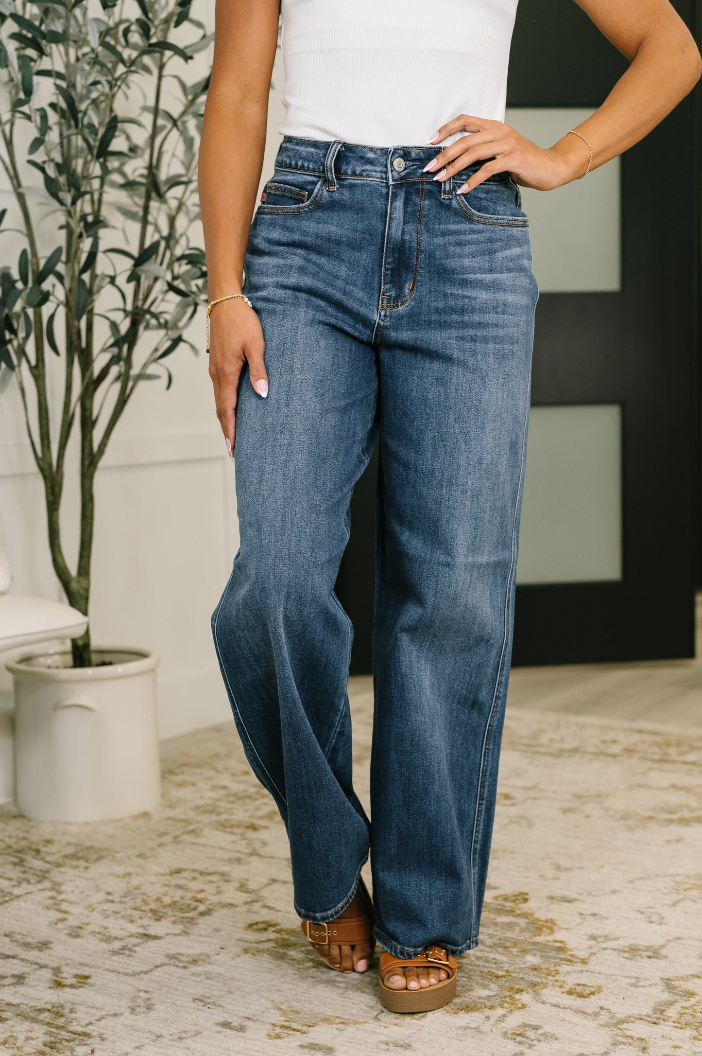 JUDY BLUE HIGH RISE DARK BAGGY JEANS