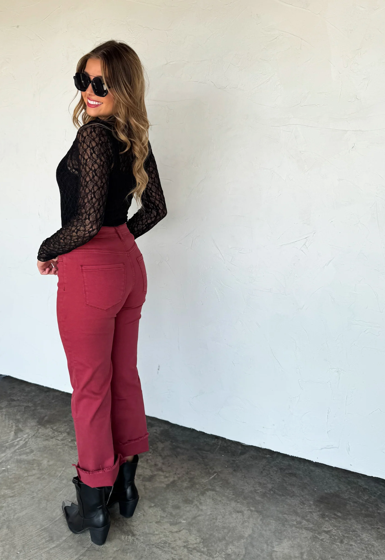 BLAKELEY BURGUNDY URBAN CROPPED JEANS