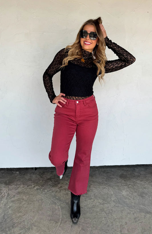 BLAKELEY BURGUNDY URBAN CROPPED JEANS
