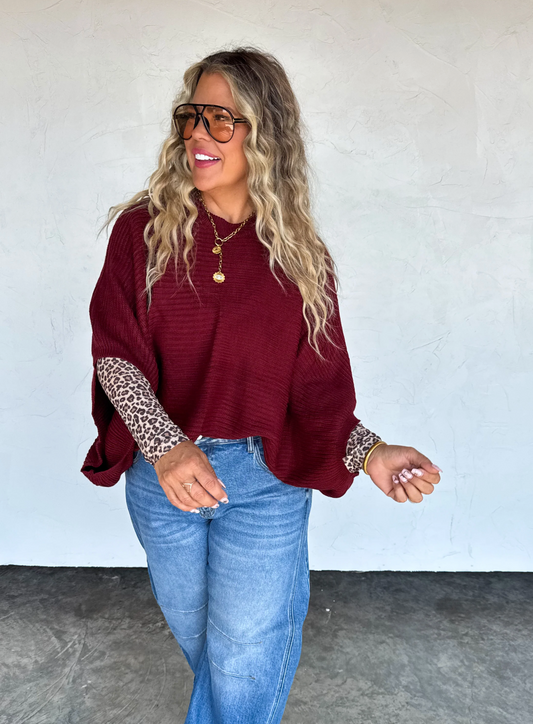 MEG PULLOVER PONCHO - WINE