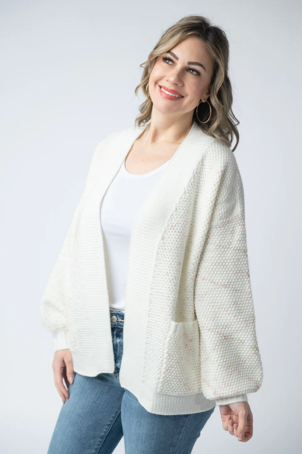 KINSLEY CARDIGAN - PINK & GREEN MIX