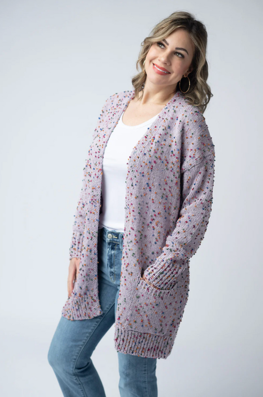CARLY CONFETTI CARDIGAN - LAVENDER