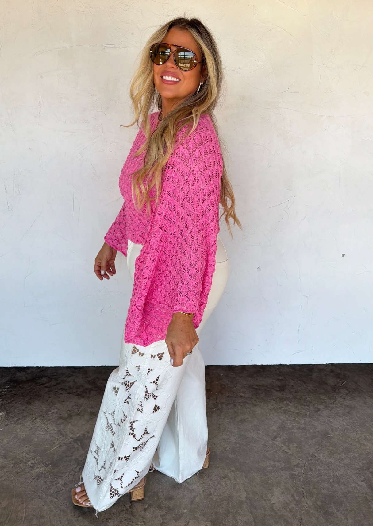 FREE SPIRIT BELL SLEEVE TOP in PINK