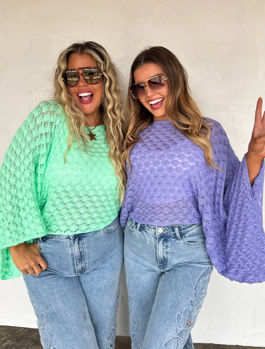 FREE SPIRIT BELL SLEEVE TOP in PURPLE