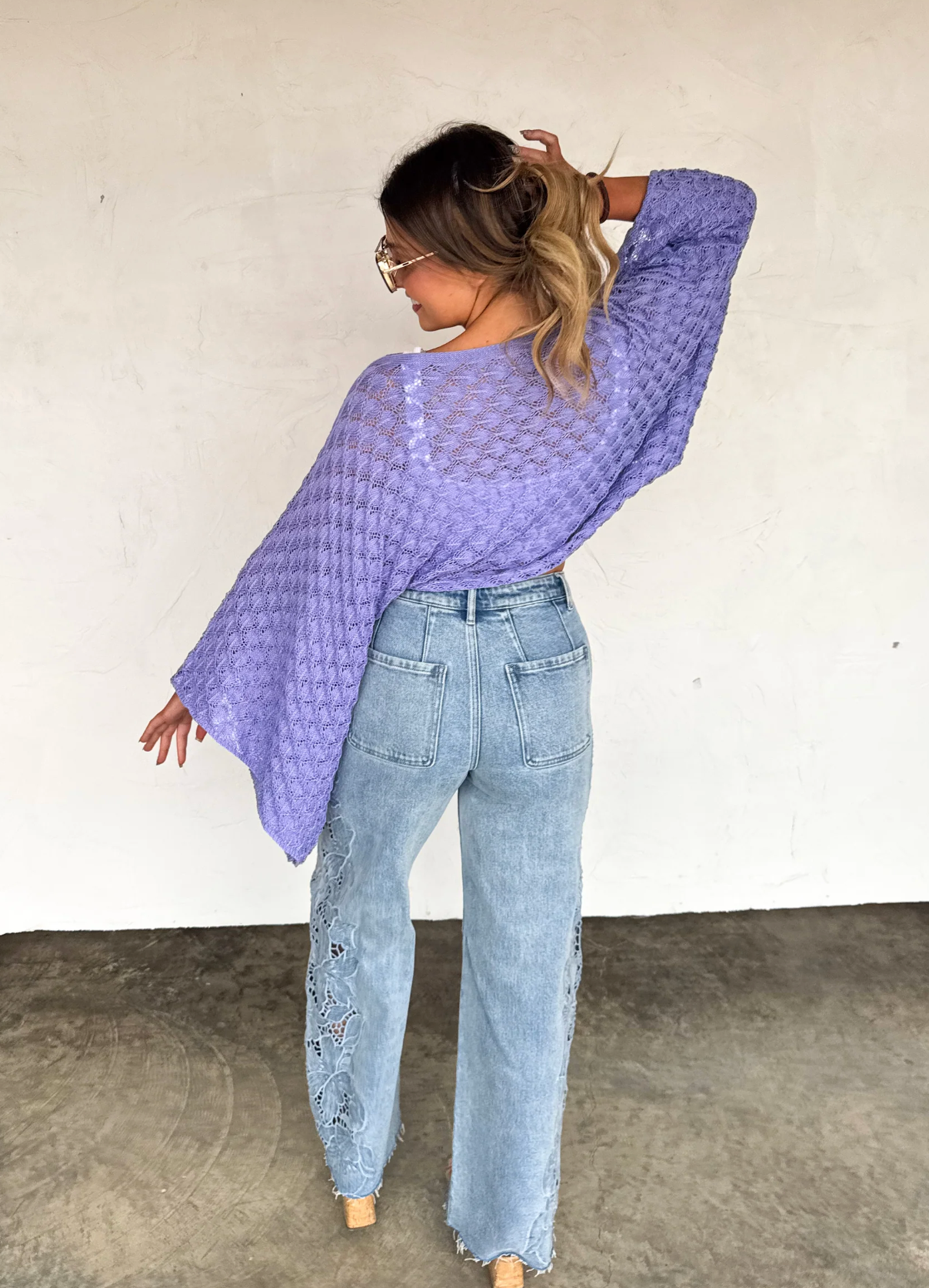 FREE SPIRIT BELL SLEEVE TOP in PURPLE