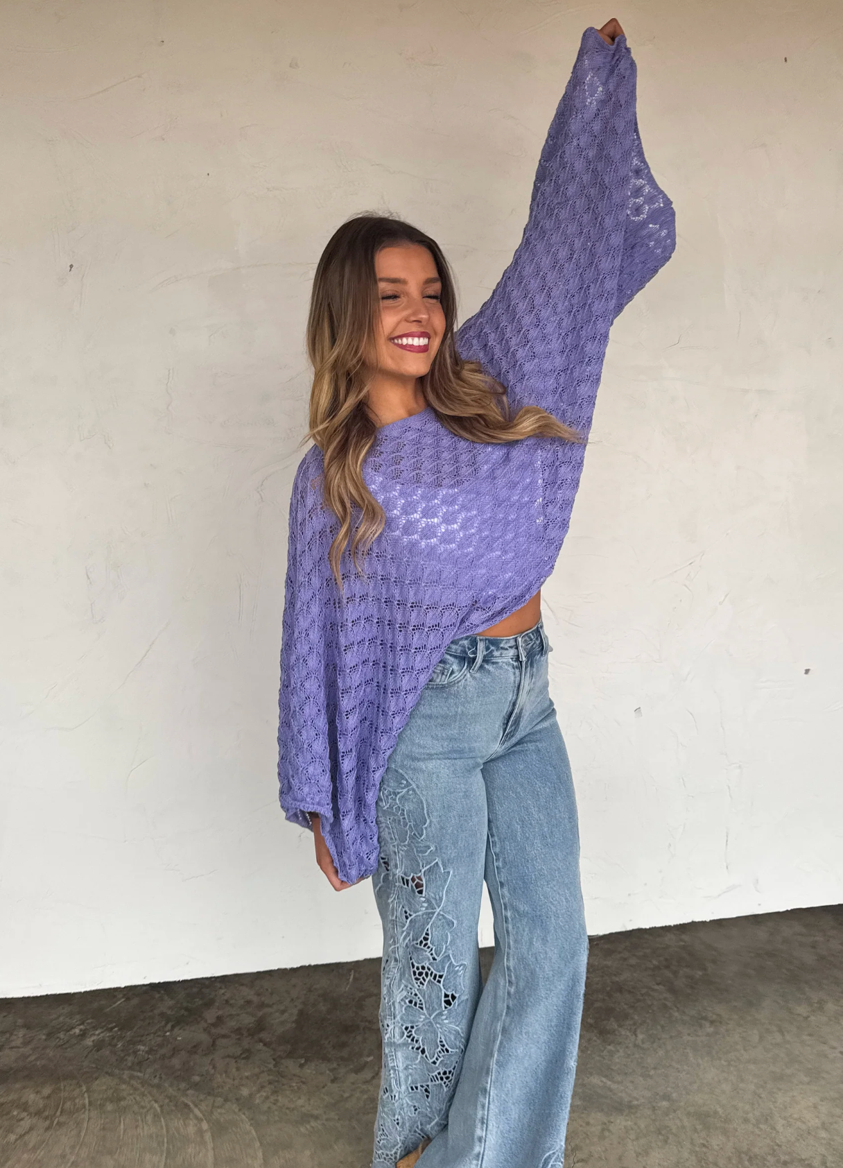 FREE SPIRIT BELL SLEEVE TOP in PURPLE