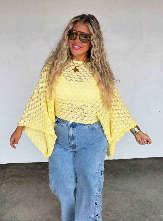 FREE SPIRIT BELL SLEEVE TOP in YELLOW