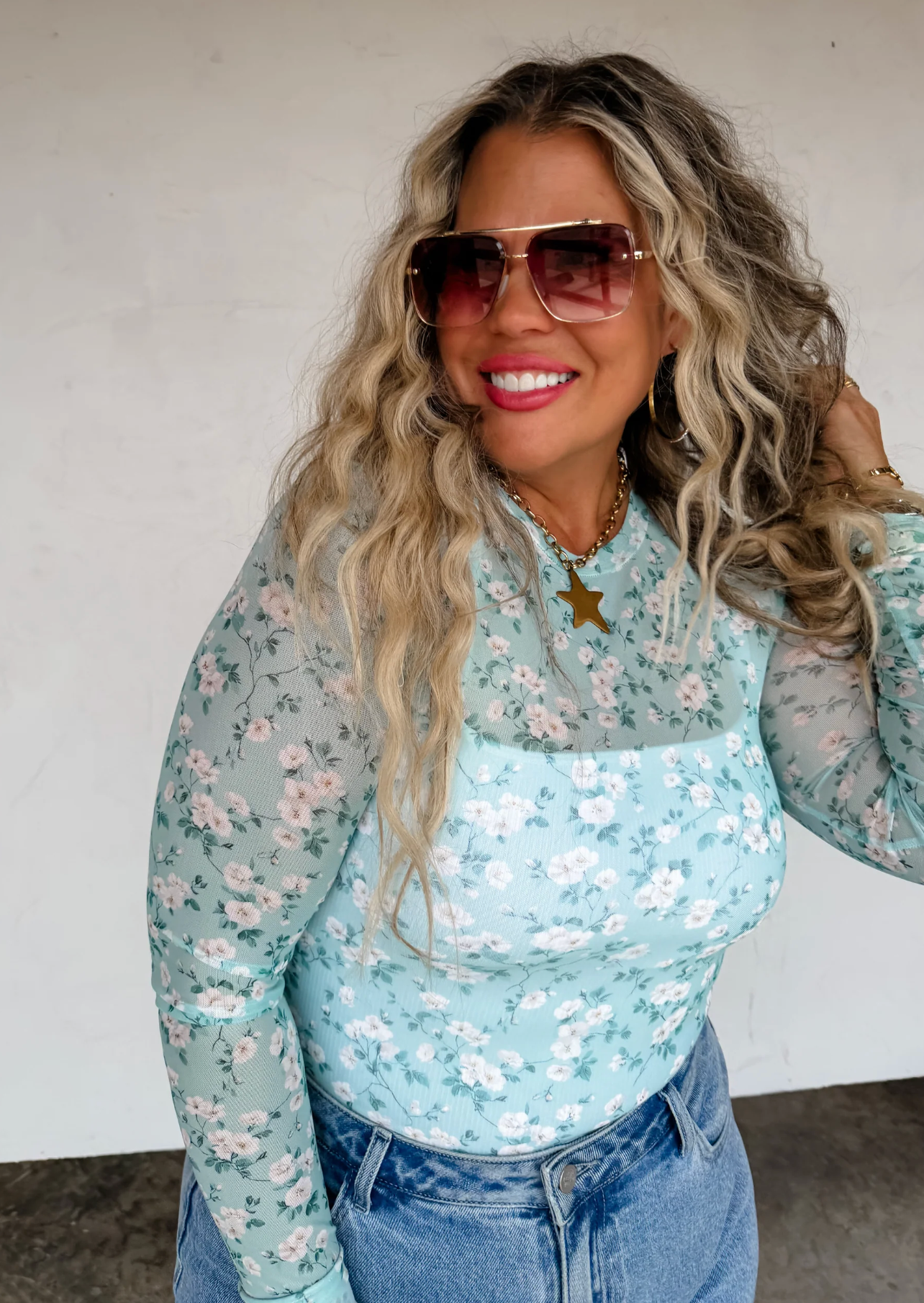 DRESS IT UP MESH TOPS - SAGE FLORAL