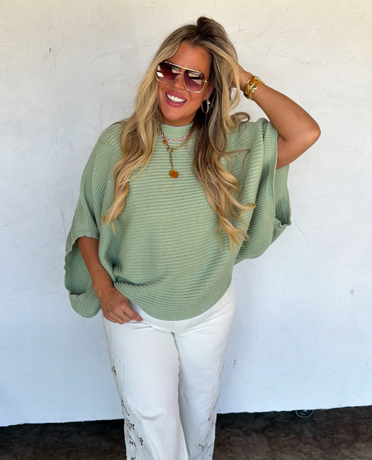 MEG PULLOVER PONCHO - SAGE