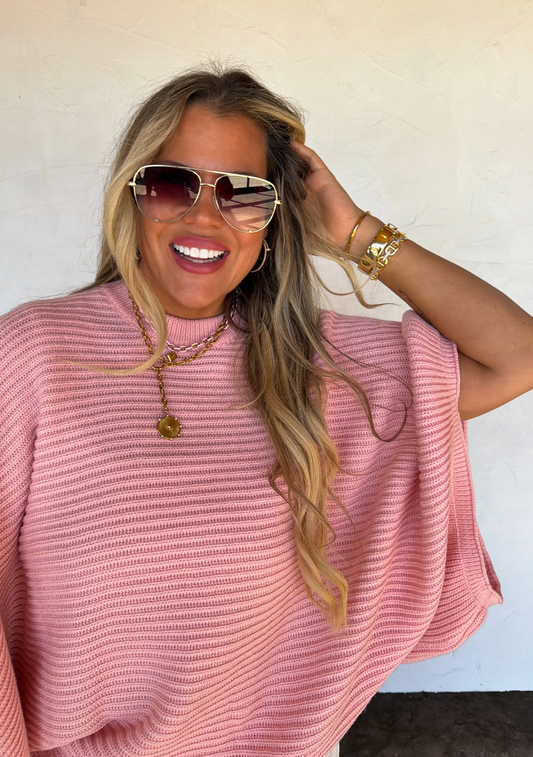 MEG PULLOVER PONCHO - PEACH