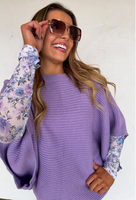 MEG PULLOVER PONCHO - PURPLE