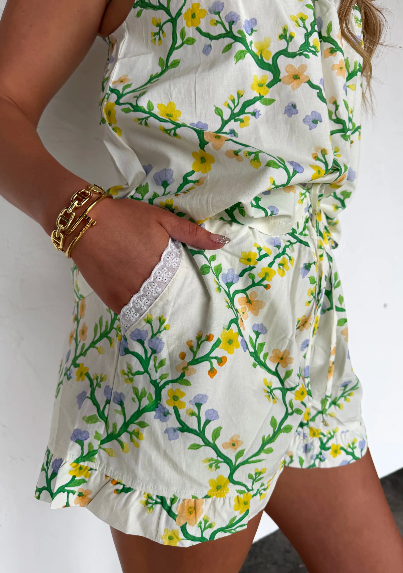 SUNDAY LATTICE RUFFLE SET