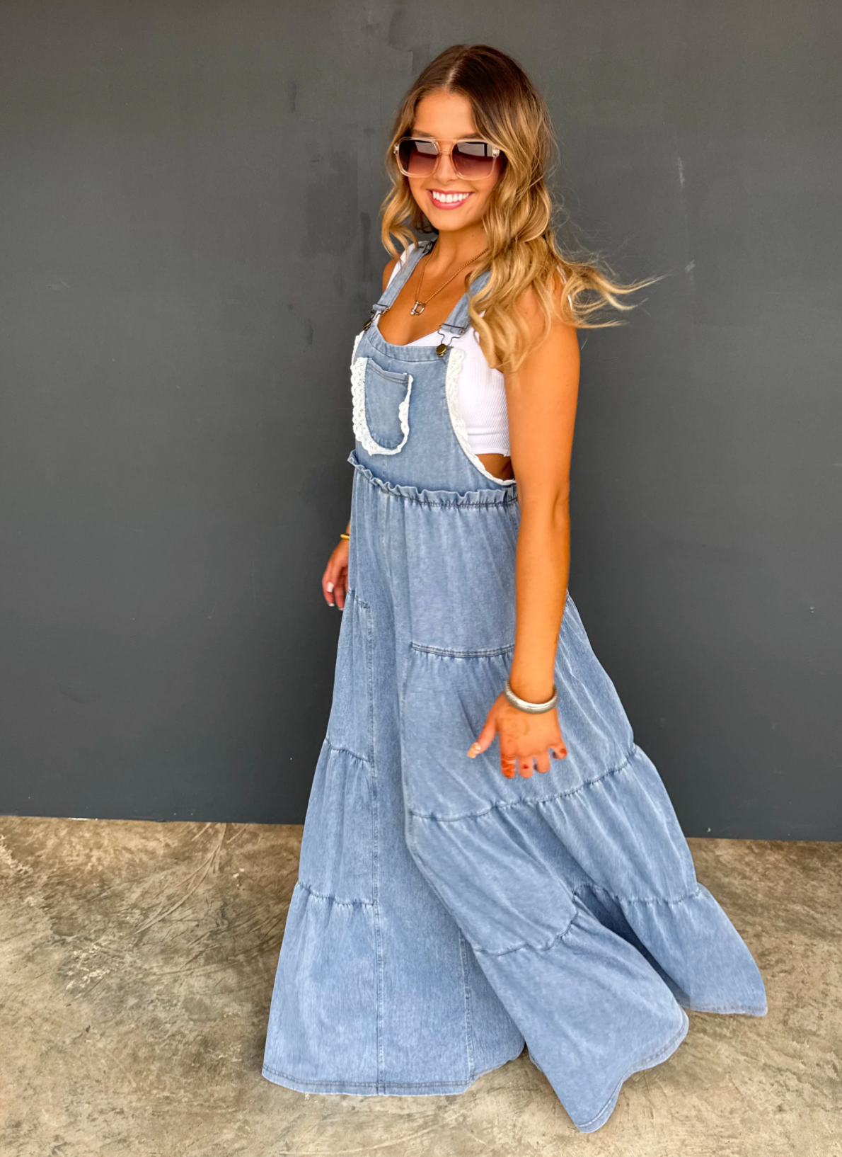 *PREORDER* BOHO & LACE DENIM OVERALLS