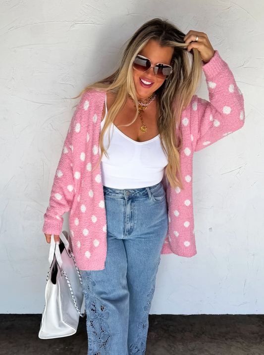 PINK POLKA DOT CLOUD CARDIGAN