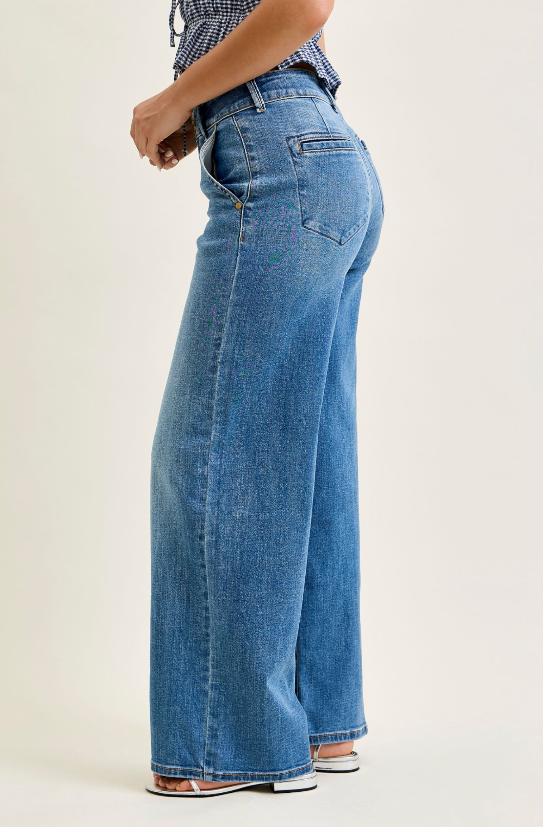 JUDY BLUE HIGH RISE TROUSER STYLE WIDE LEG JEANS - 30" INSEAM