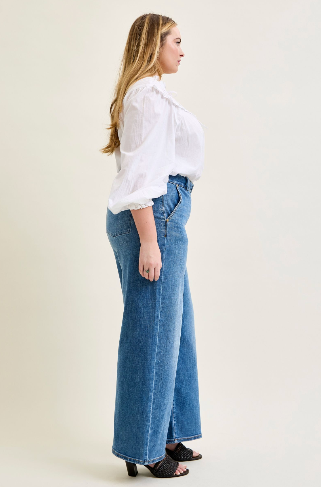 JUDY BLUE HIGH RISE TROUSER STYLE WIDE LEG JEANS - 30" INSEAM