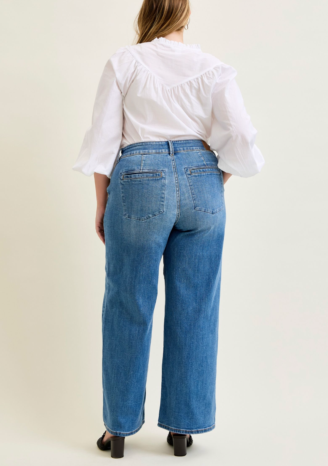 JUDY BLUE HIGH RISE TROUSER STYLE WIDE LEG JEANS - 32" INSEAM