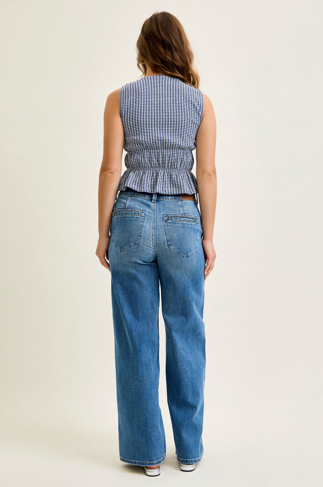 JUDY BLUE HIGH RISE TROUSER STYLE WIDE LEG JEANS - 30" INSEAM