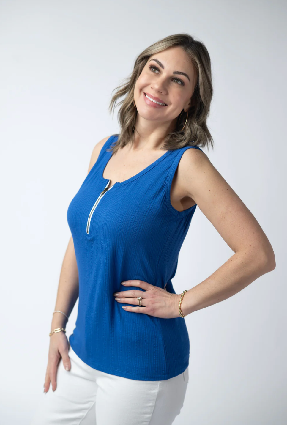 Mila Zipper Tank - Blue