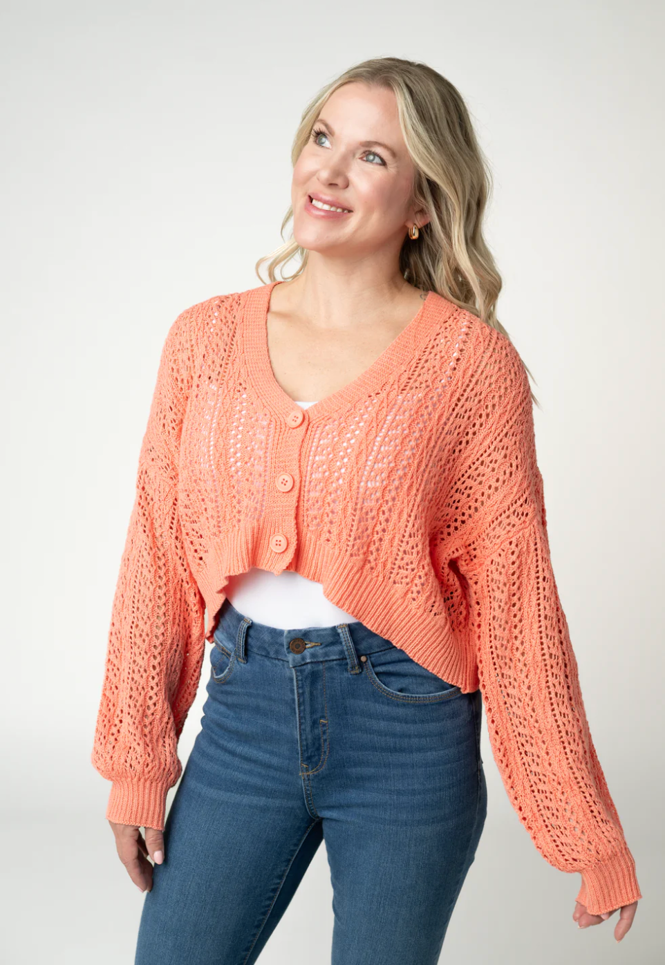 Callie Cropped Cardigan - Melon