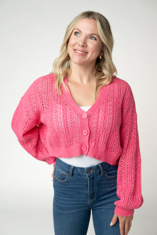 Callie Cropped Cardigan - Pink