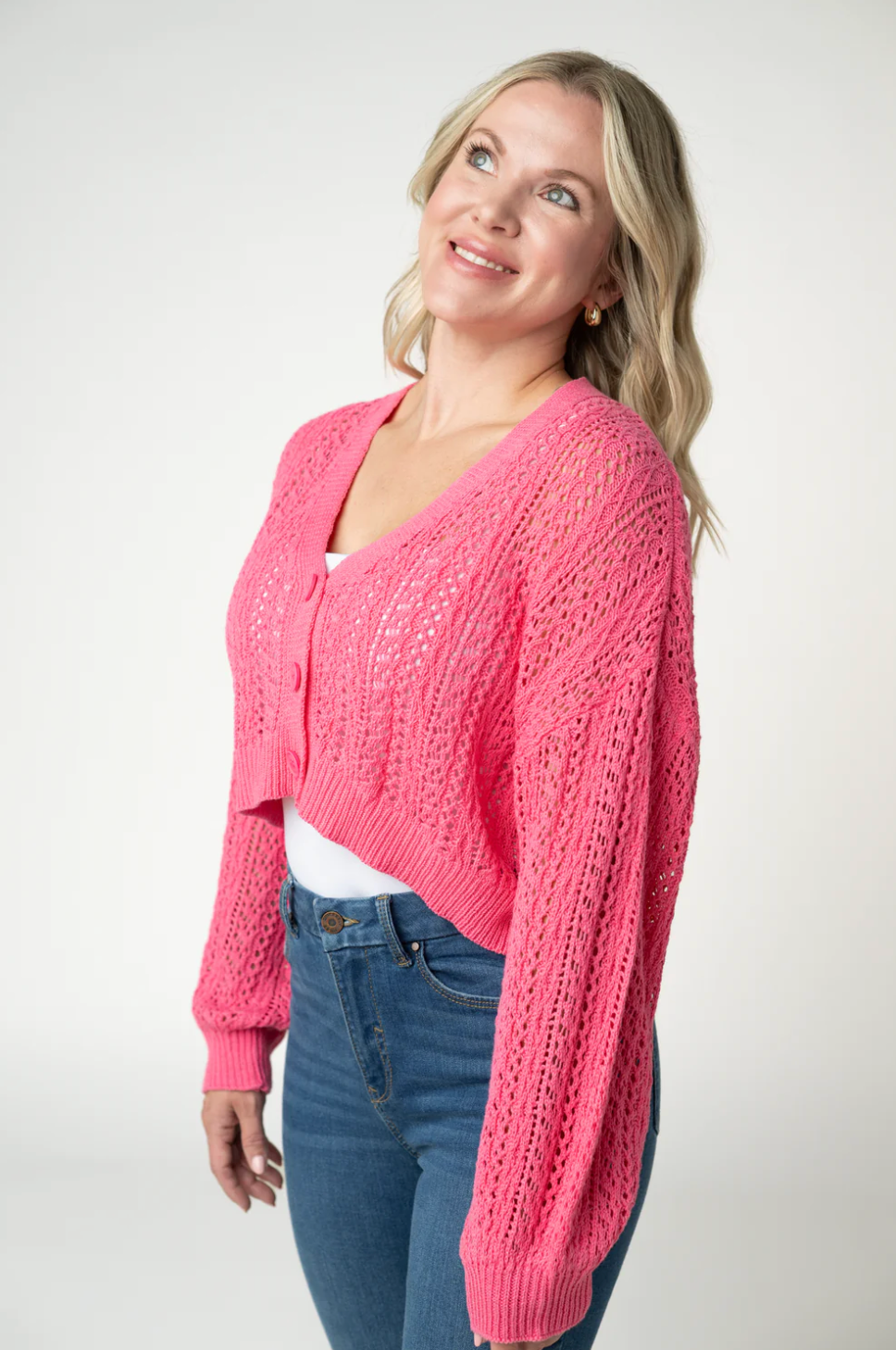 Callie Cropped Cardigan - Pink