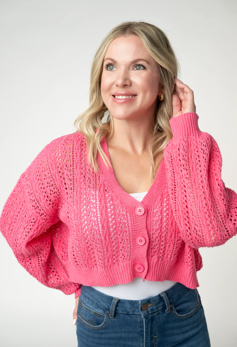 Callie Cropped Cardigan - Pink
