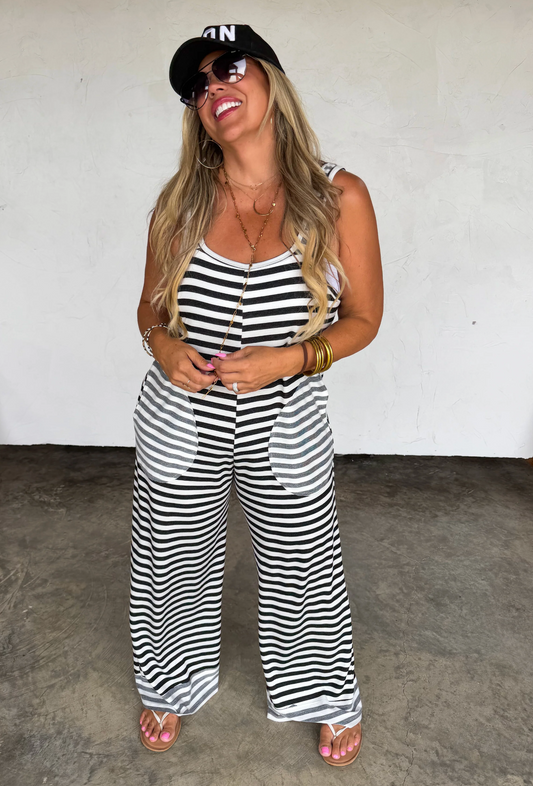 *PREORDER* RICKI STRIPE TERRY ROMPER - TWO COLORS