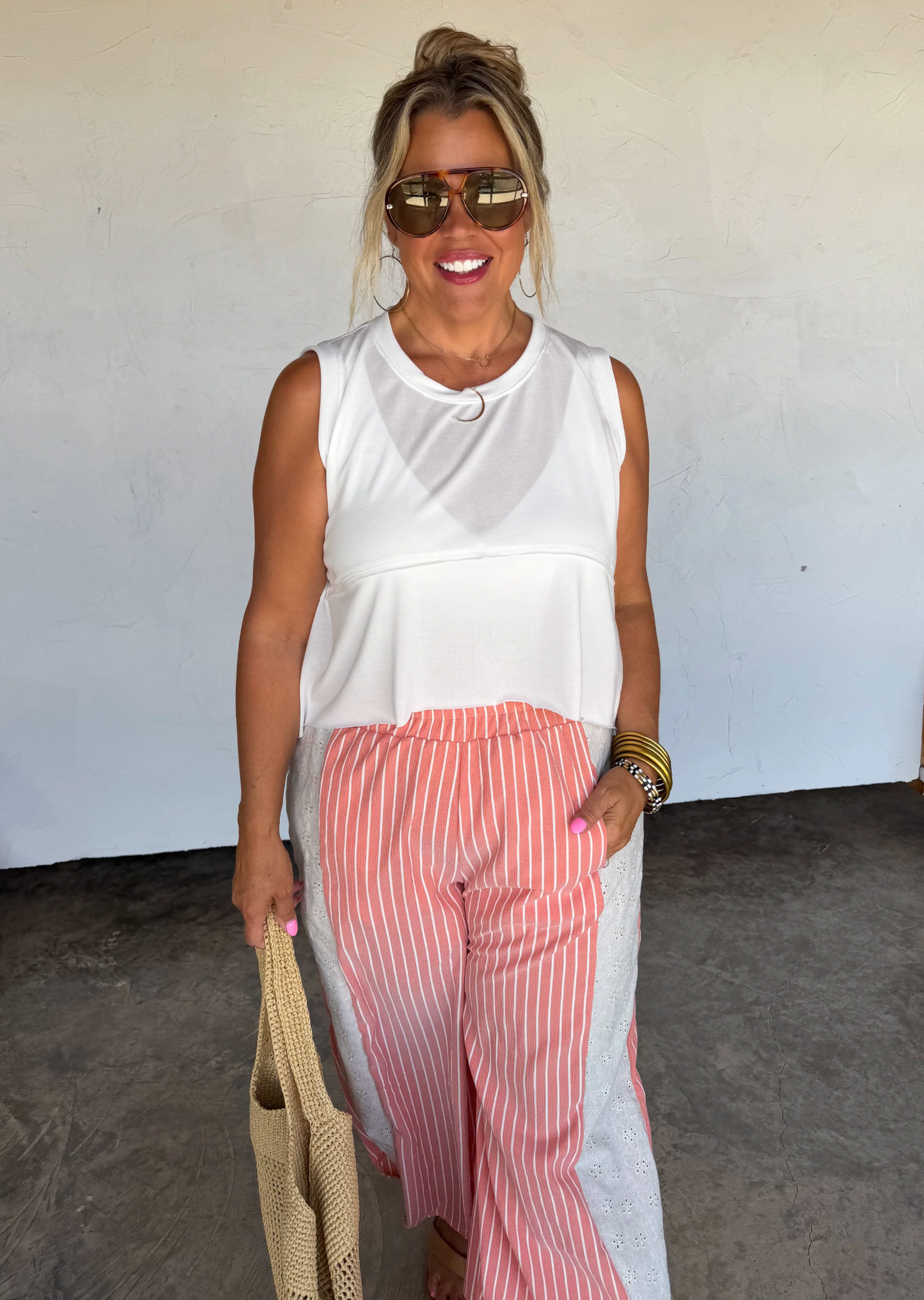 *PREORDER* WEEKEND ESCAPE LACE SIDE WIDE LEG PANTS - TWO COLORS