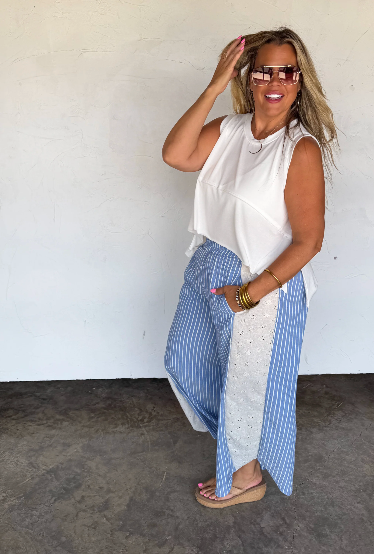 *PREORDER* WEEKEND ESCAPE LACE SIDE WIDE LEG PANTS - TWO COLORS