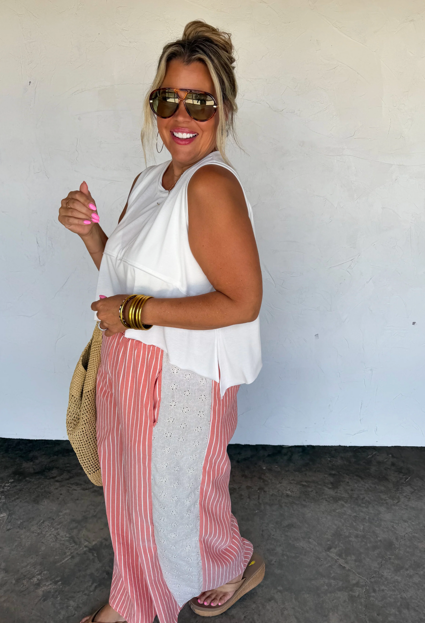 *PREORDER* WEEKEND ESCAPE LACE SIDE WIDE LEG PANTS - TWO COLORS