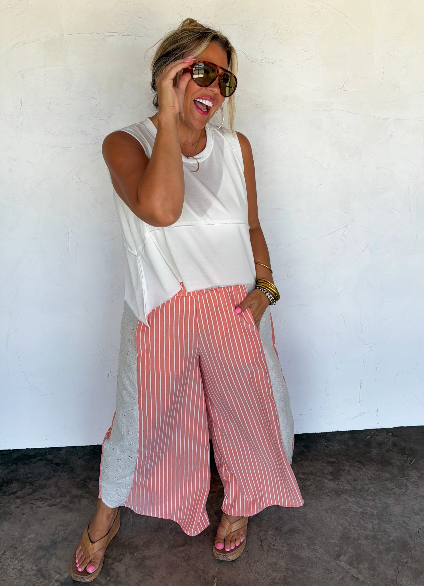 *PREORDER* WEEKEND ESCAPE LACE SIDE WIDE LEG PANTS - TWO COLORS