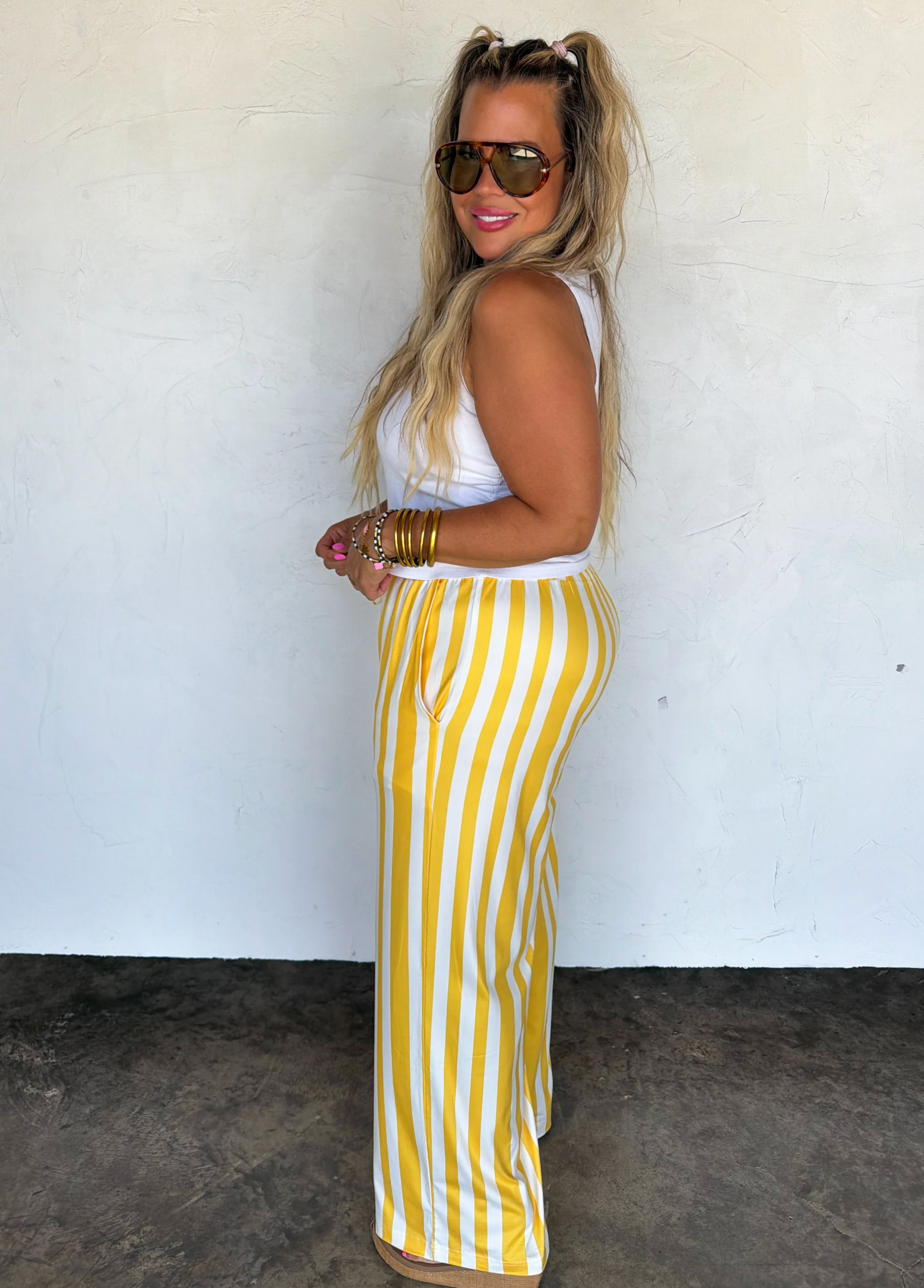 *PREORDER* STRIPE HADDIE WIDE LEG PANTS - TWO COLORS