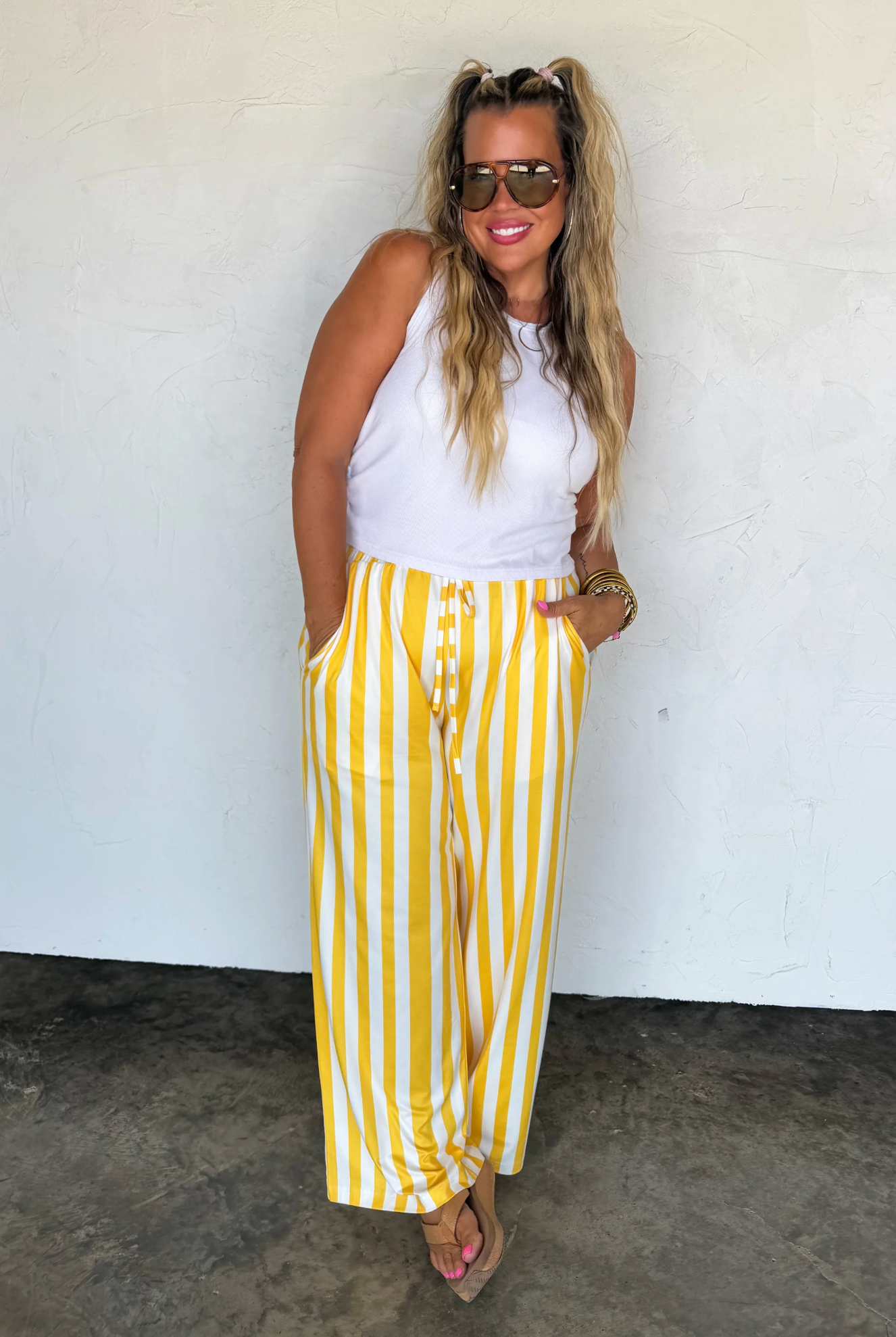*PREORDER* STRIPE HADDIE WIDE LEG PANTS - TWO COLORS
