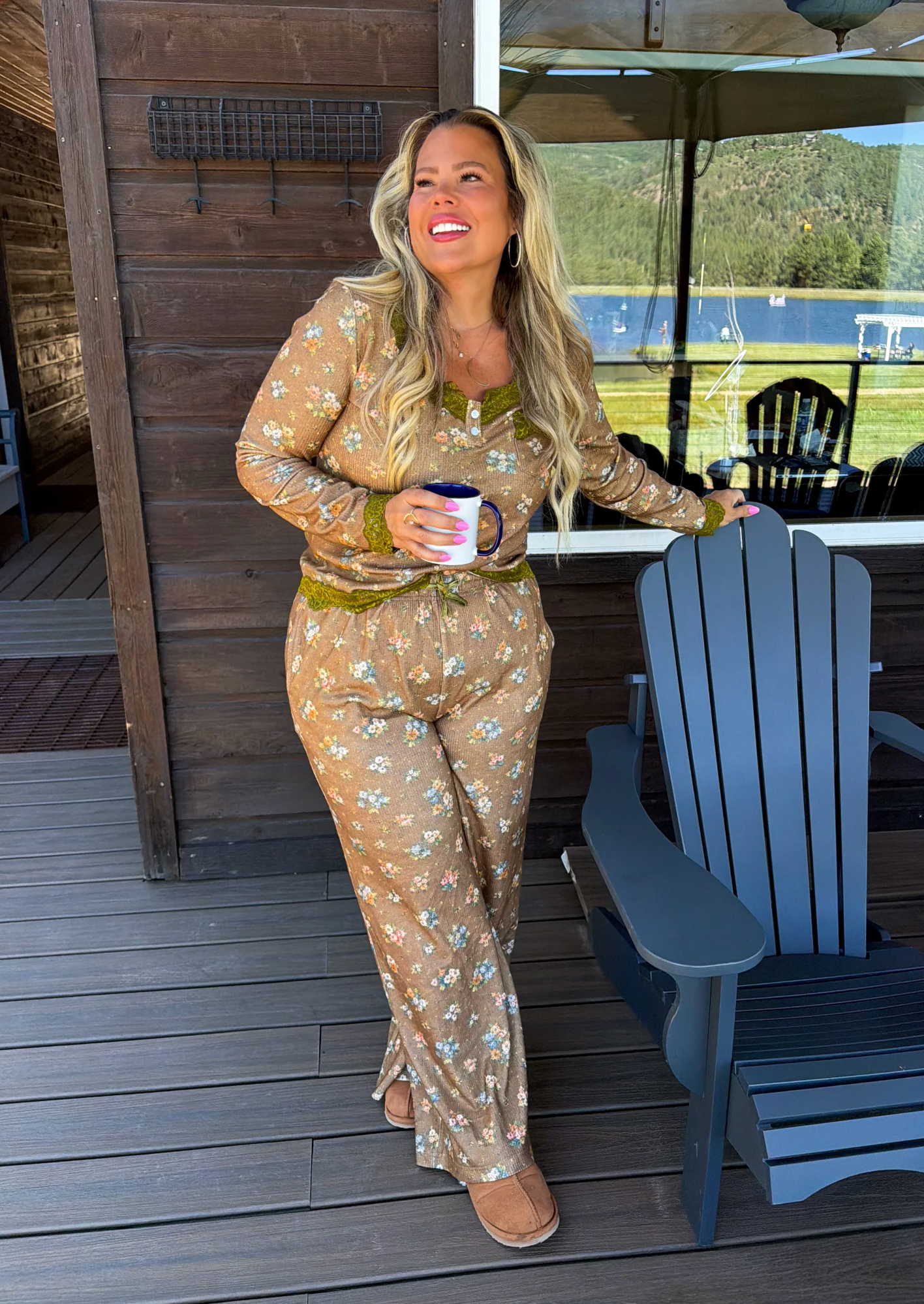 *PREORDER* FLORAL & LACE WAFFLE PAJAMAS - TWO COLORS