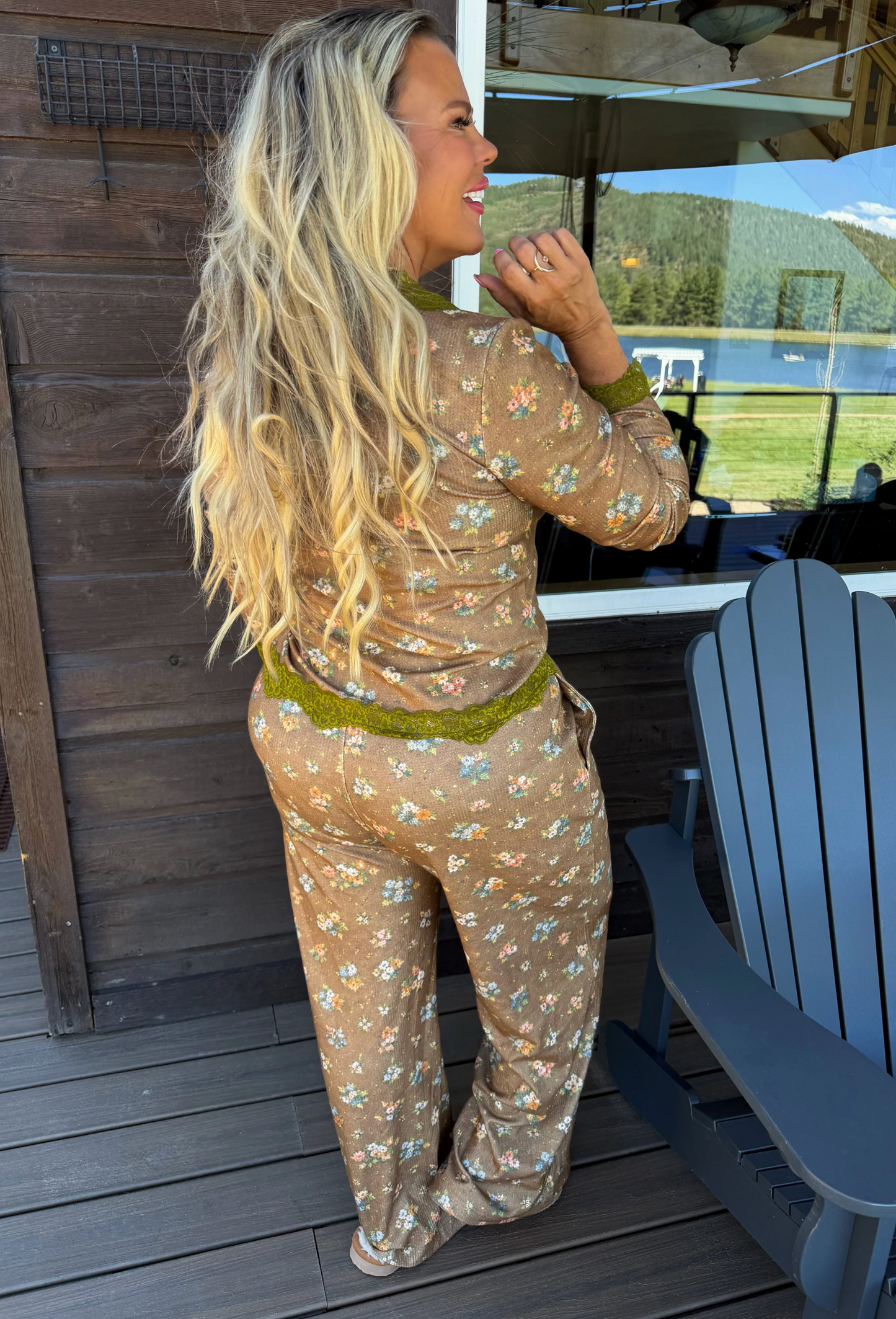*PREORDER* FLORAL & LACE WAFFLE PAJAMAS - TWO COLORS