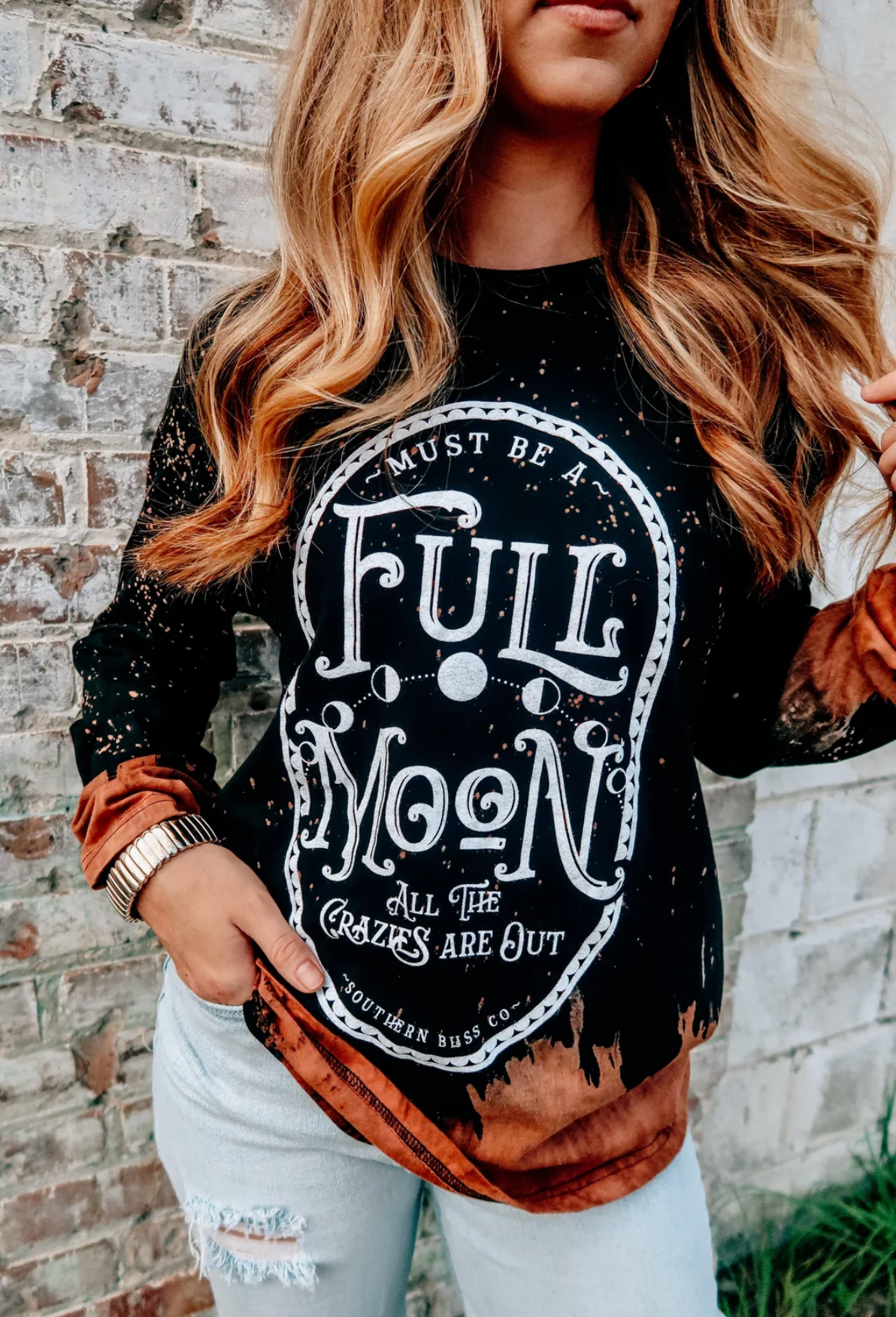 *PREORDER* MUST BE A FULL MOON BLEACHED LONG SLEEVE