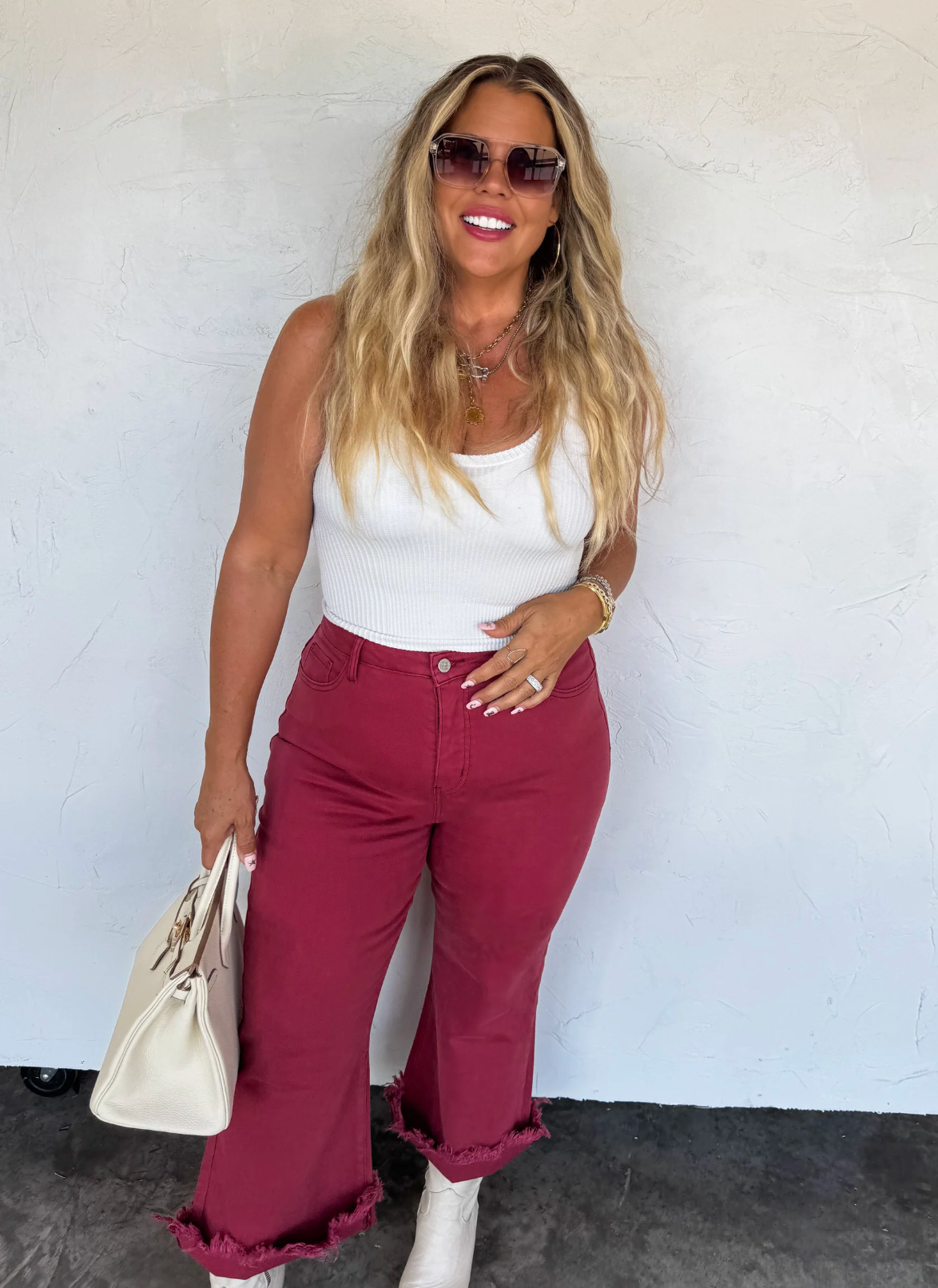 BLAKELEY BURGUNDY URBAN CROPPED JEANS