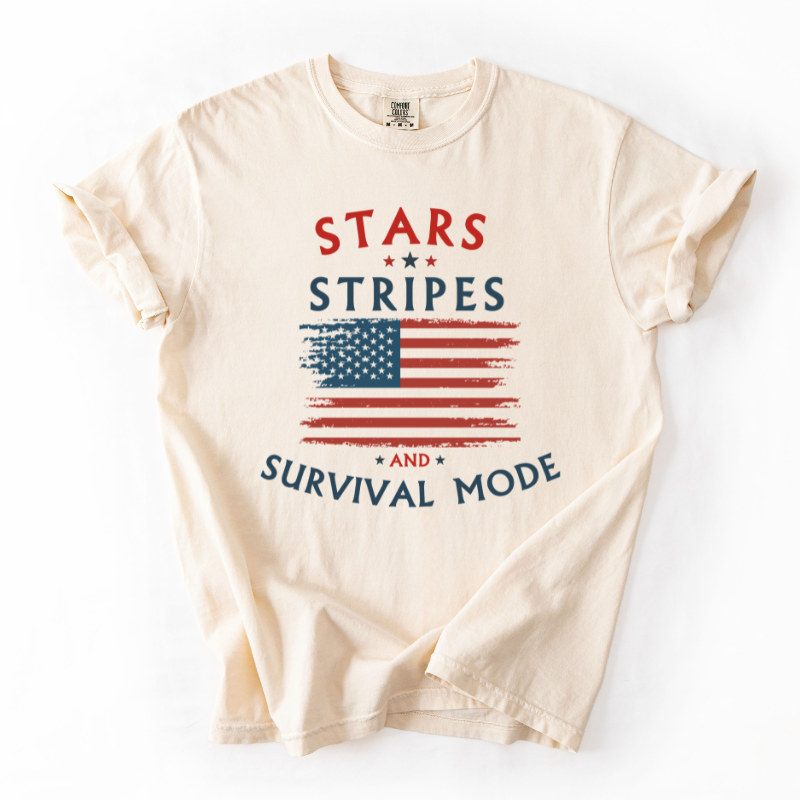 *PREORDER* STARS, STRIPES & SURVIVAL MODE O&E EXCLUSIVE TEE - THREE COLORS