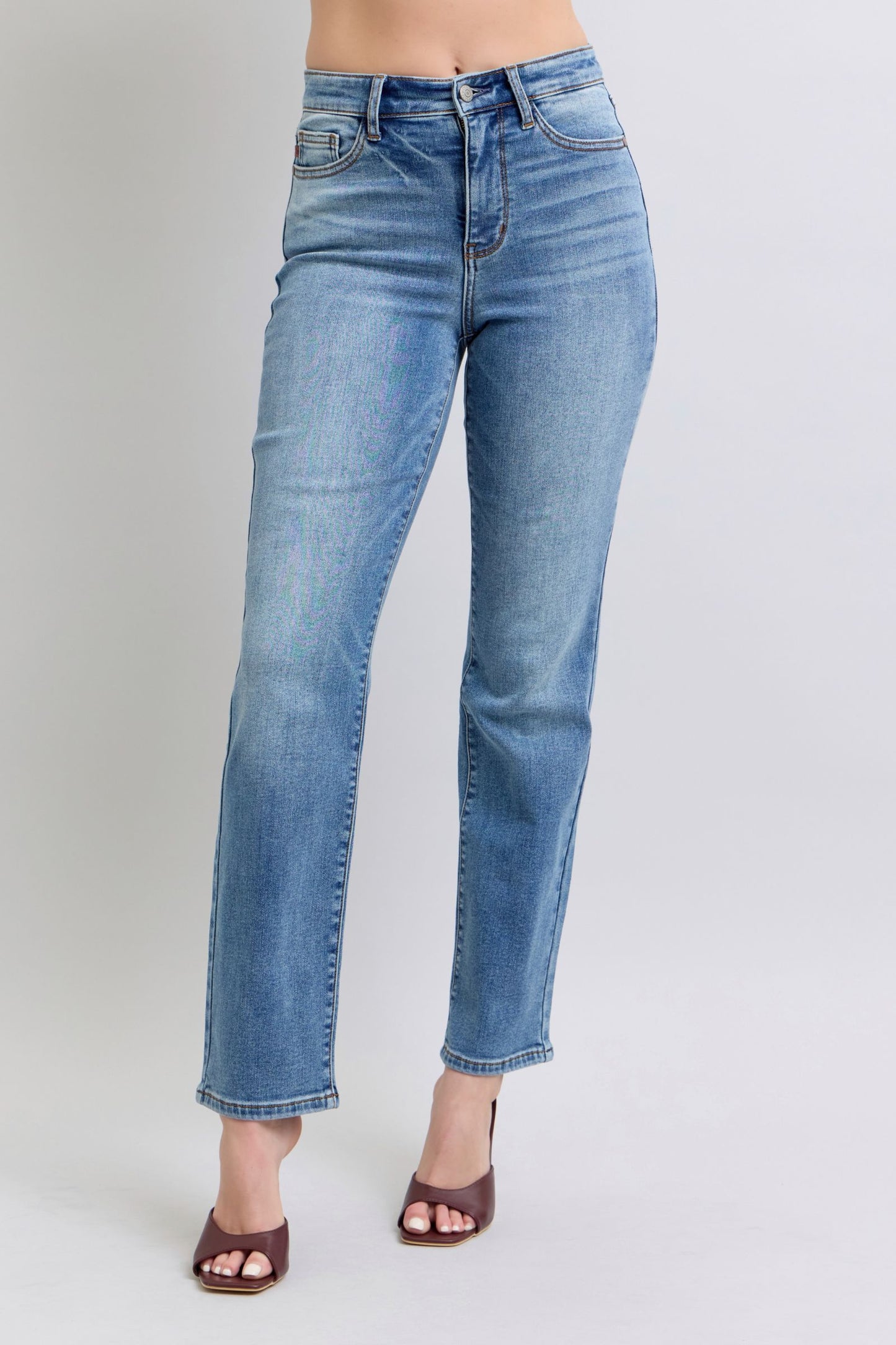 JUDY BLUE VINTAGE WASH STRAIGHT LEG JEANS w/ THERMAL LINING