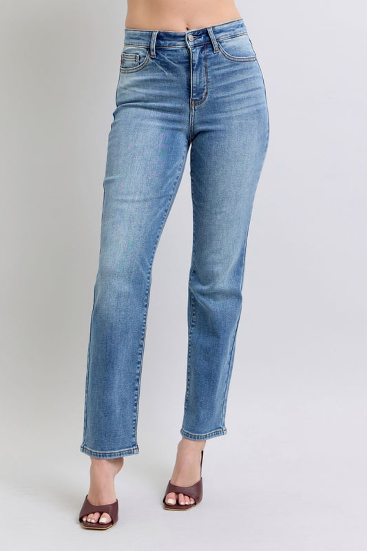 JUDY BLUE VINTAGE WASH STRAIGHT LEG JEANS w/ THERMAL LINING