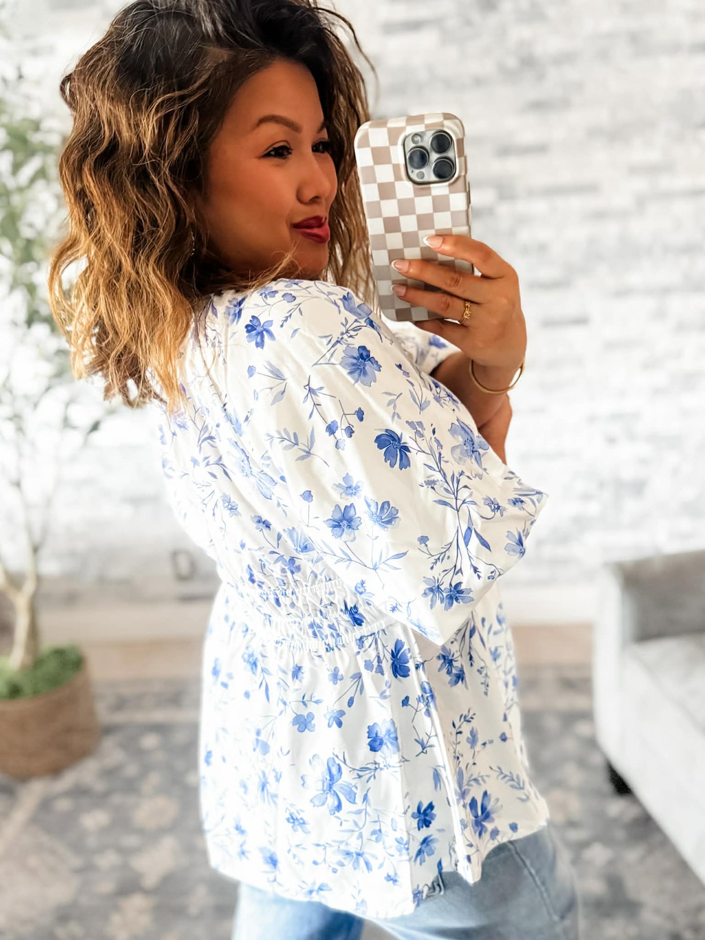 SUNDAY FLORAL PEPLUM BLOUSE