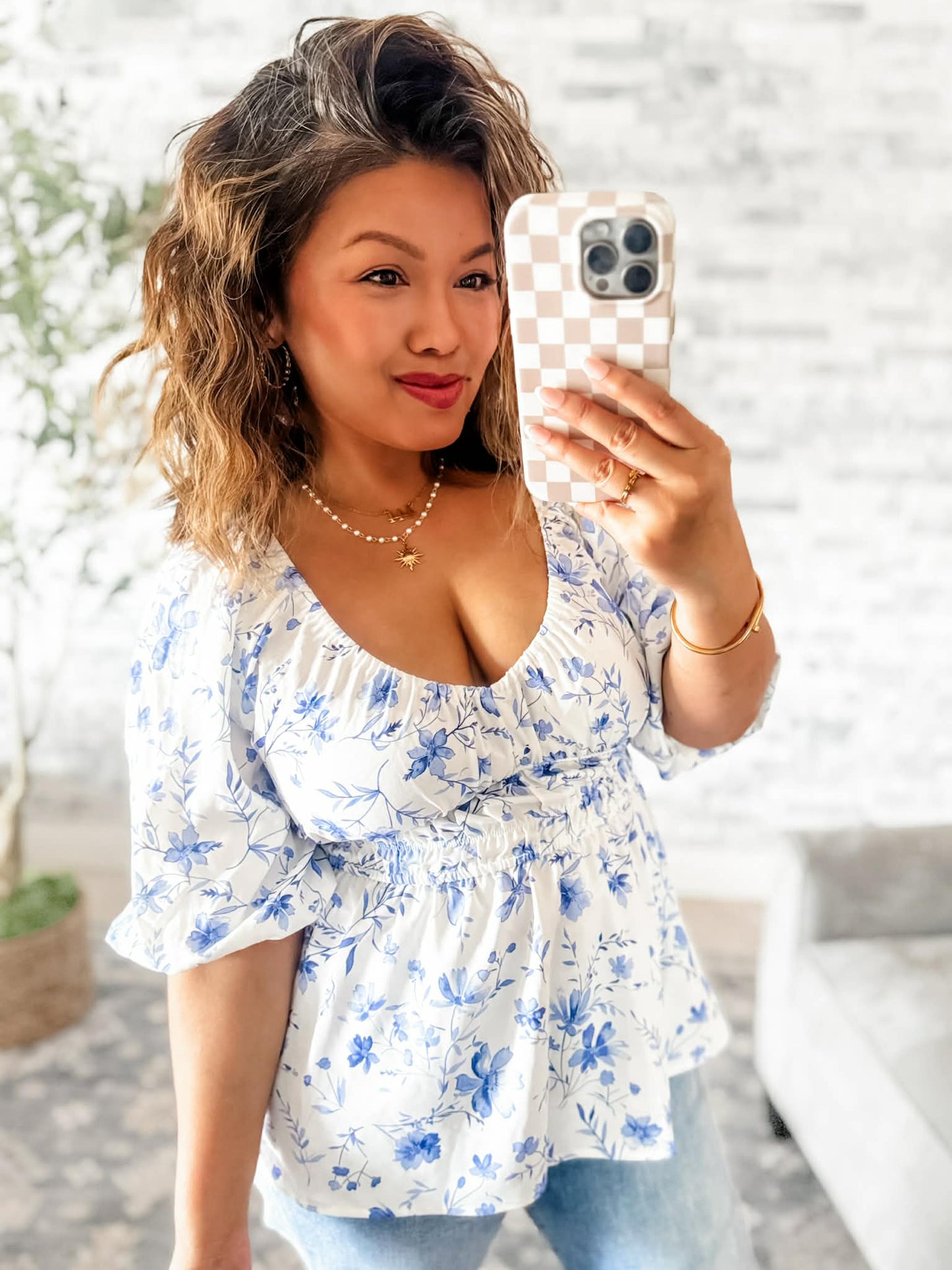 SUNDAY FLORAL PEPLUM BLOUSE