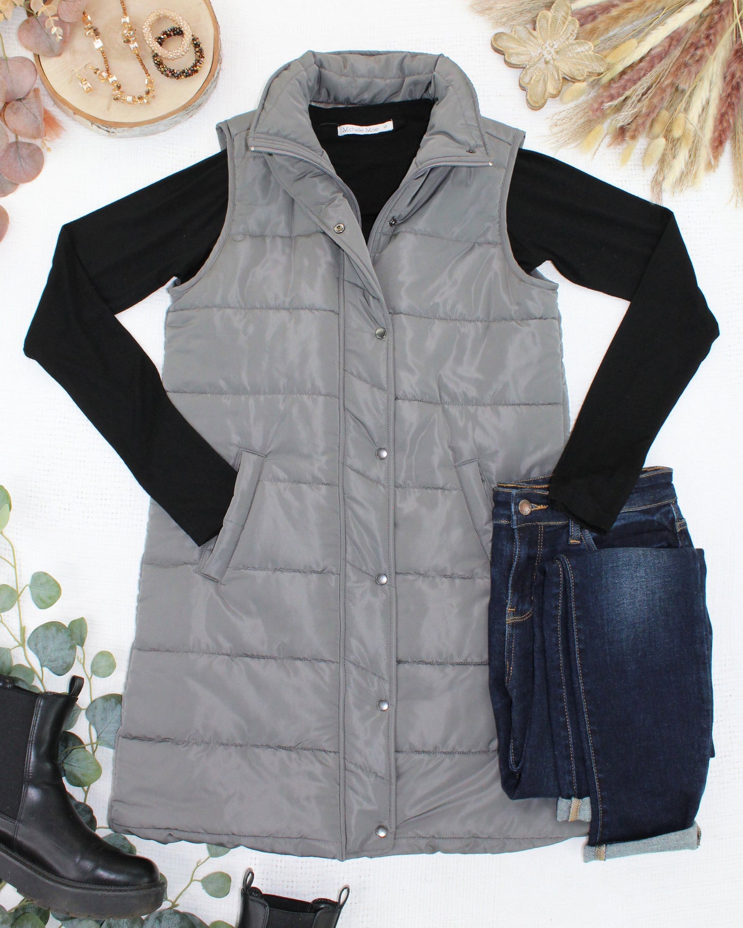 PREBOOK Harlow Long Vest - Grey