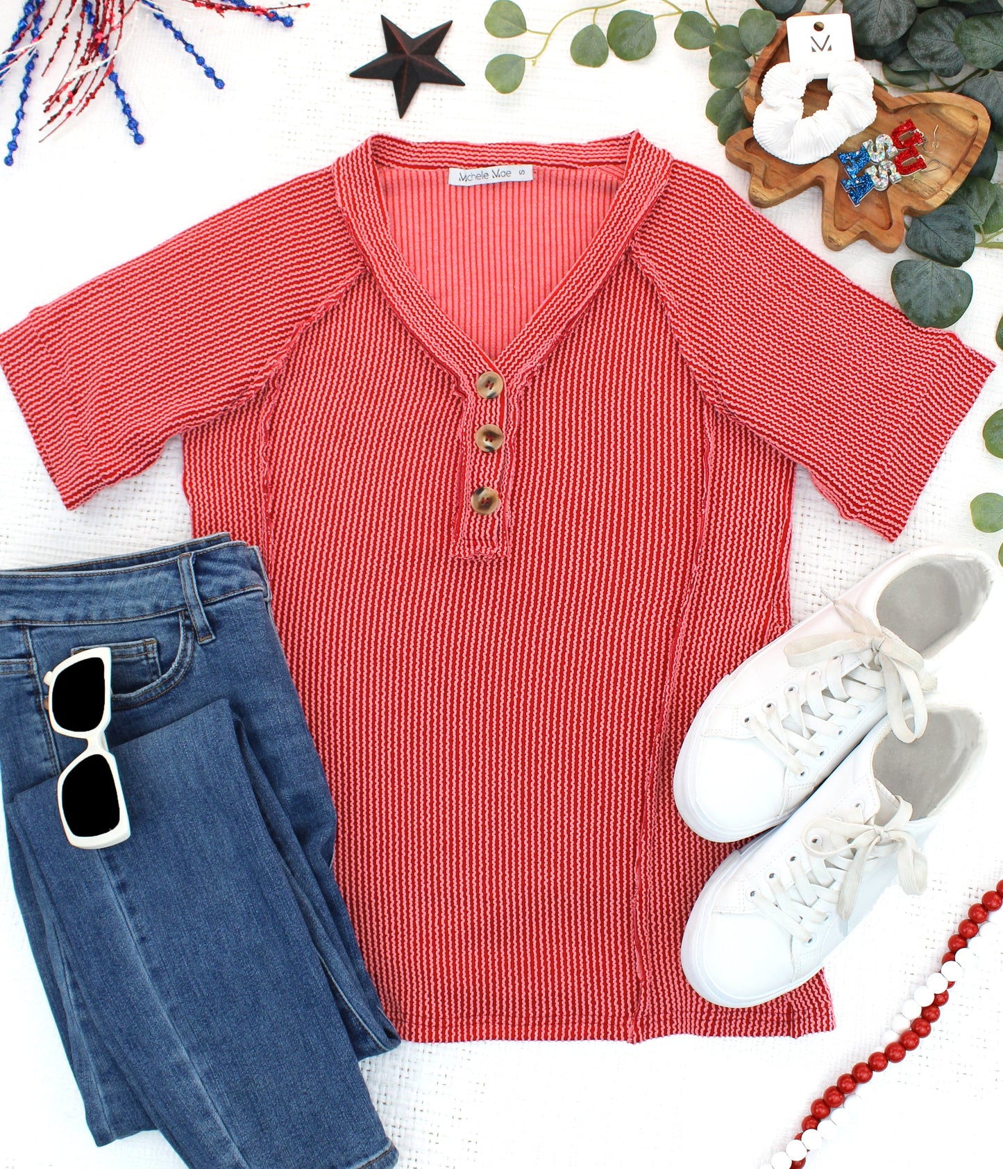 Juliette Button Top - Red