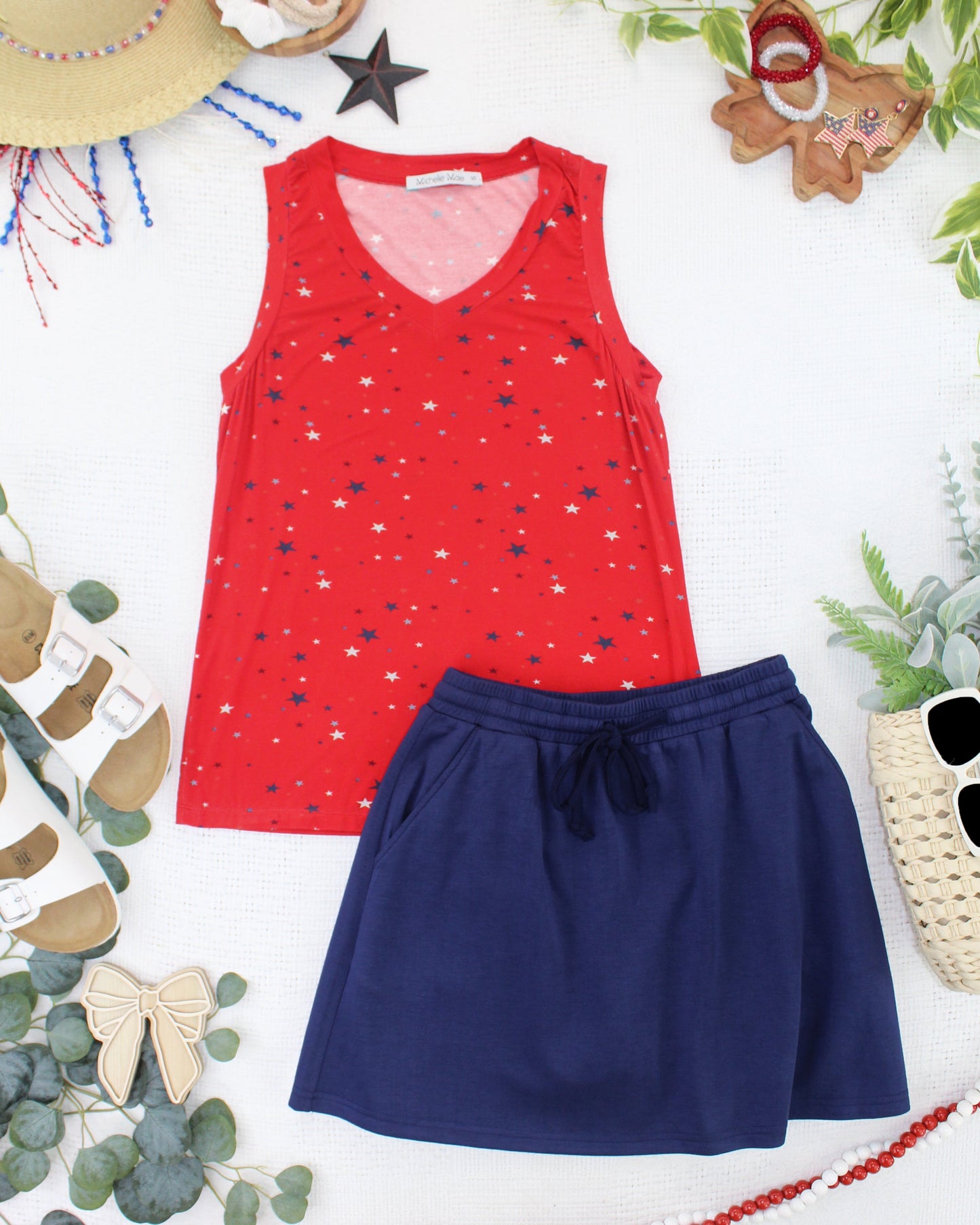 Noelle Tank - Red Liberty Stars