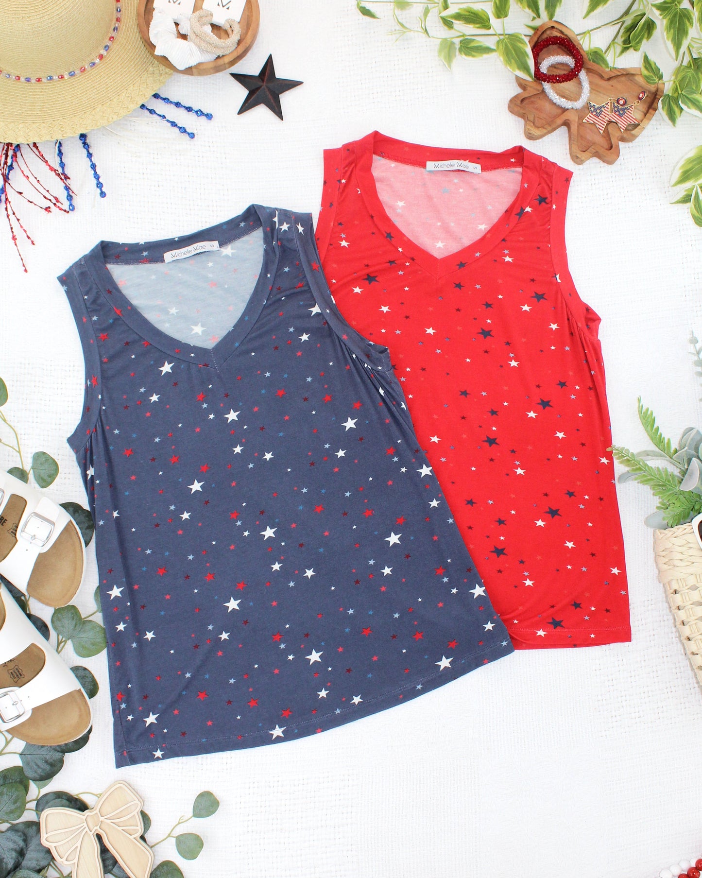 Noelle Tank - Red Liberty Stars